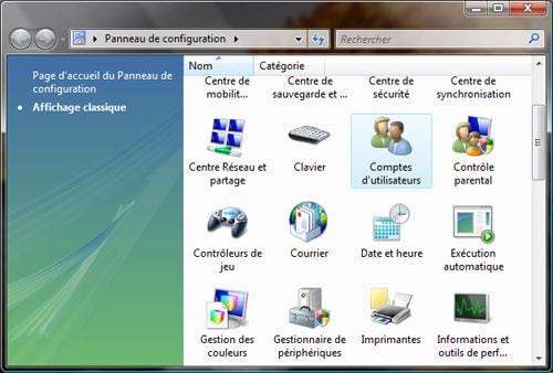 Courrier Panneau De Configuration Windows Vista