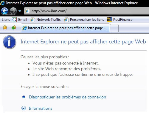 pourquoi internet explorer n'affiche pas la page web