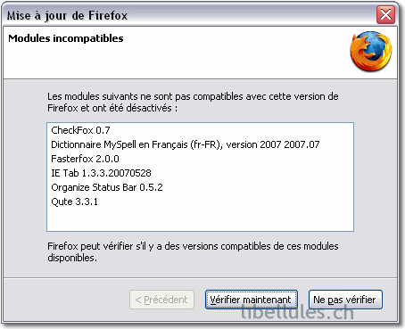 extensions incompatibles