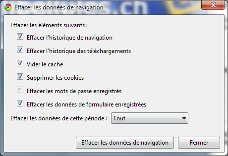 Chrome - Effacer les données de navigation