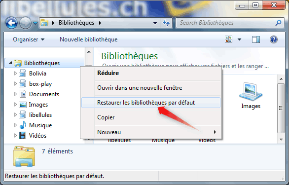 Utilisation/Gestion des bibliothèques dans Windows 7