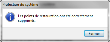 Suppression des points de restauration sous Windows 7