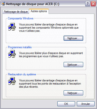 Supprimer les points de restauration de Windows XP