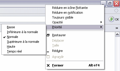 priorité réduire systray