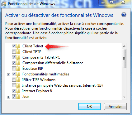 Activer Telnet sur Windows 7