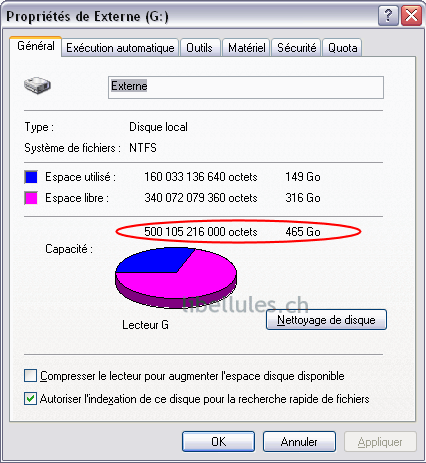 taille disque dur
