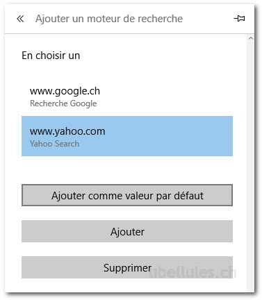 Modifier le moteur de recherche par défaut dans Microsoft Edge