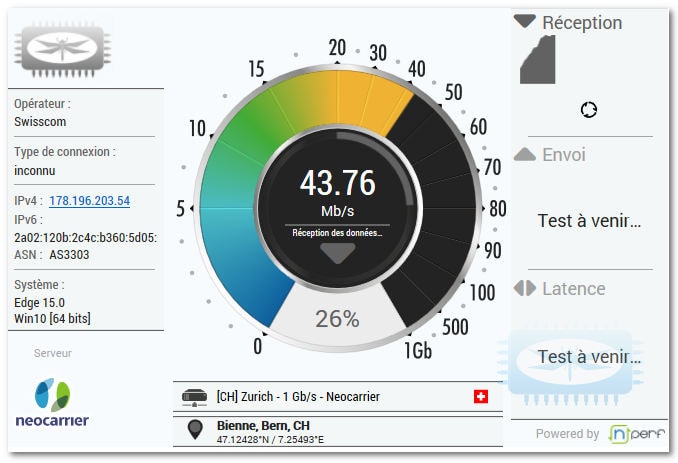 News Speedtest de libellules.ch