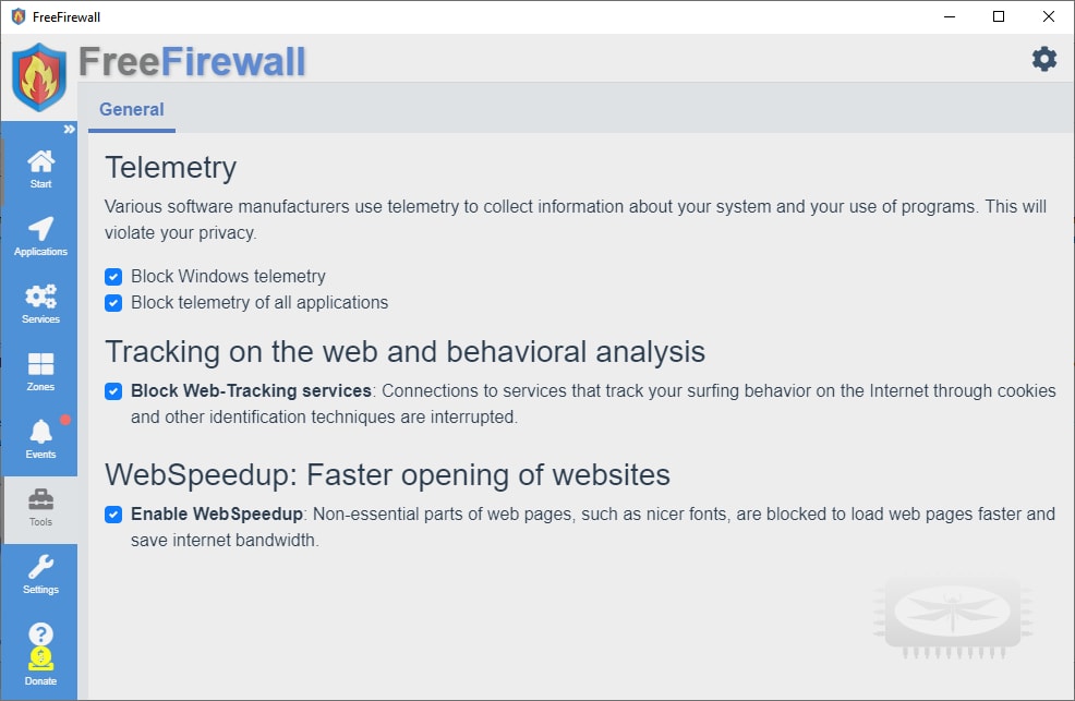 Free Firewall est un pare-feu professionnel complet pour vous protéger des dangers d’Internet