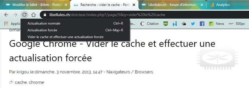 Chrome - Vider le cache et effectuer une actualisation forcée