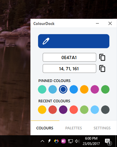 ColourDock capte la couleur de n’importe quel pixel sur votre écran