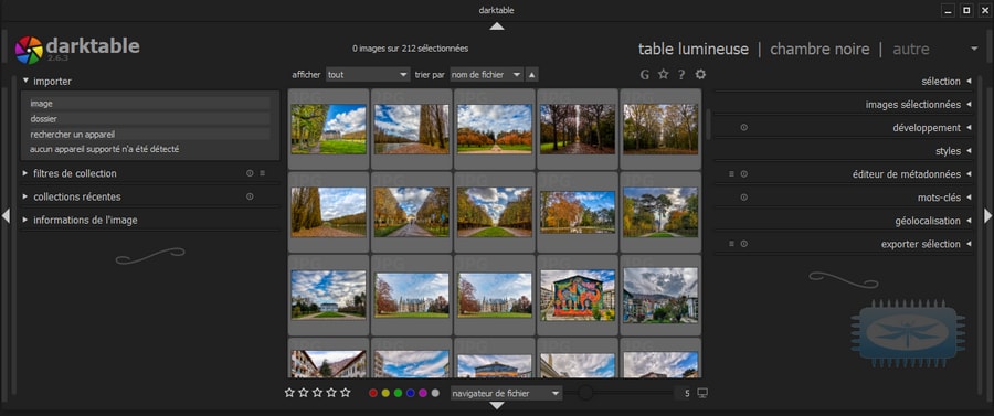 Darktable est un programme de gestion d'images et d'édition d'images inspiré par Adobe Lightroom