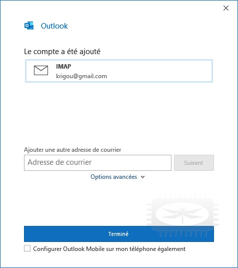 Configurer un compte Gmail dans Outlook Office 365