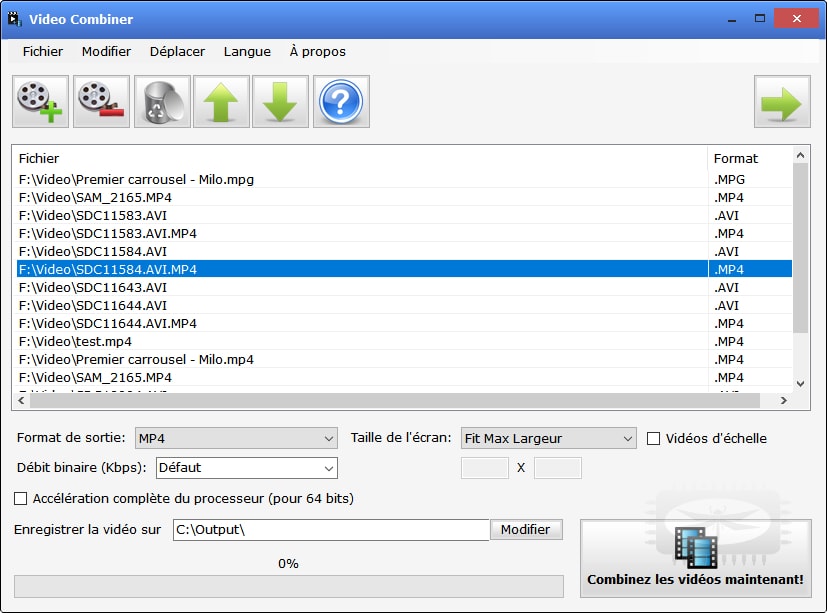 Video Combiner - fusionnez des clips vidéo de plusieurs formats différents