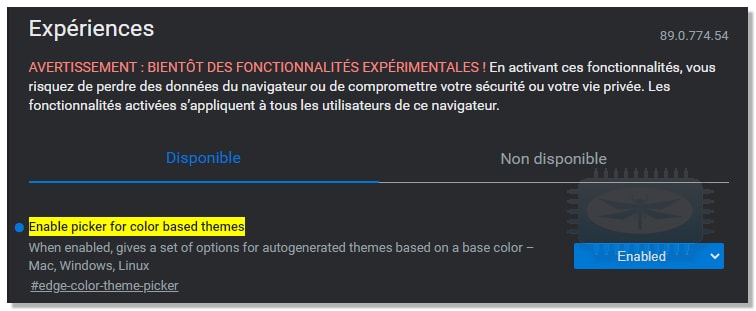 Des couleurs supplémentaires pour le thème par défaut de Edge