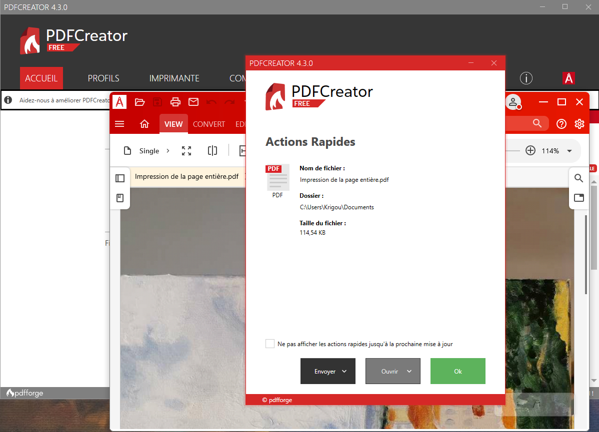 PDFCreator - si vous ne devez choisir qu'une imprimante PDF