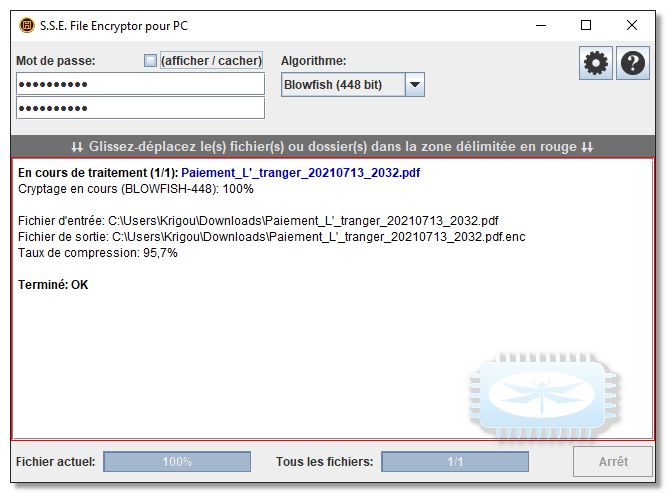 S.S.E. File Encryptor - un outil de cryptage qui permet de crypter et de protéger par mot de passe n’importe quel fichier