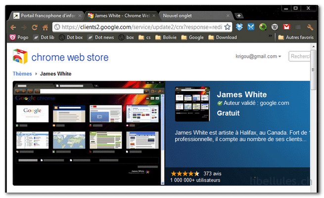 Le thème de James White pour Google Chrome