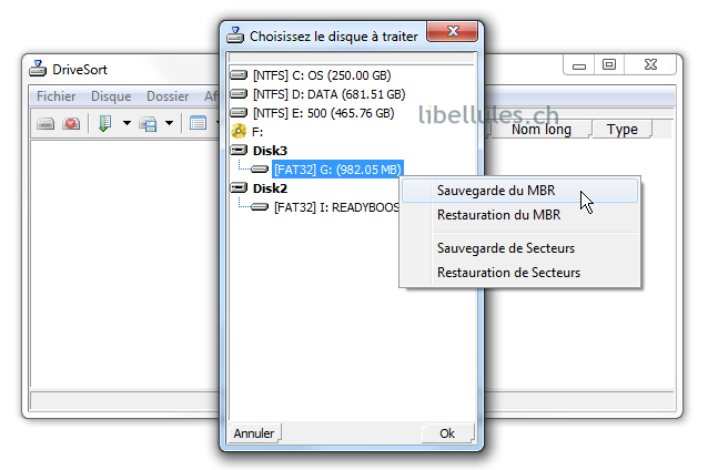 DriveSort - FAT16 FAT32 tri fichiers disques