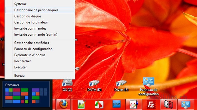 Windows 8 - Raccourci clavier - Afficher le menu technique
