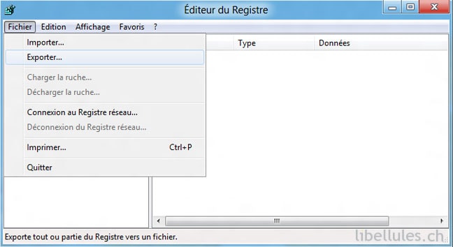 Créer une sauvegarde de la base de registre sous Windows 8