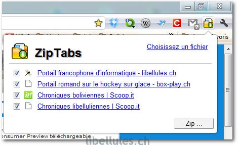 ZipTabs - permet d'archiver toutes les pages web sous la forme d'un fichier zip