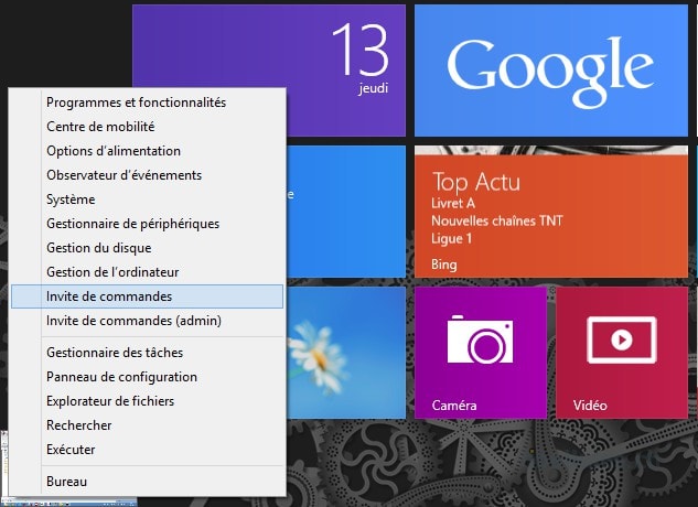 Afficher l'invite de commandes sous Windows 8