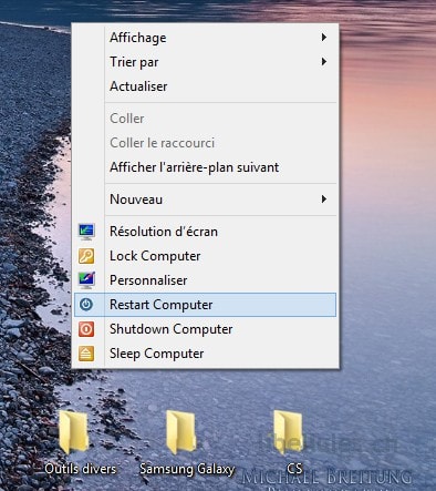 Arrêt, redémarrage, verrouillage, mise en veille de Windows 8 par un clic droit