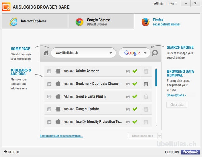 Auslogics Browser Care