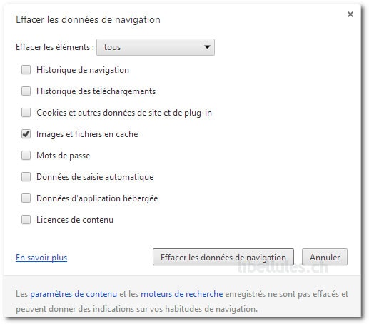 Chrome - Effacer les données de navigation