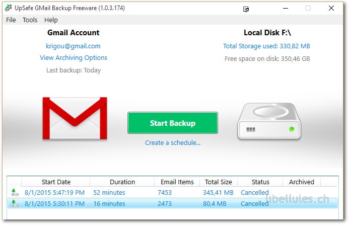 UpSafe GMail Backup