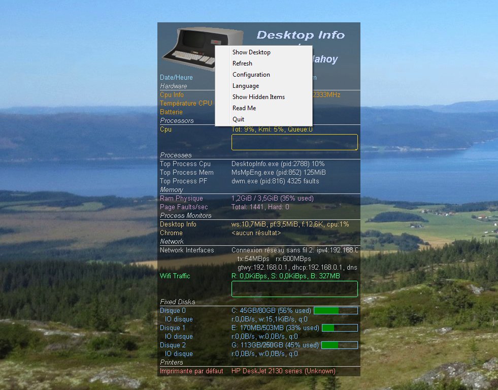 Desktop Info - informations système sur votre bureau