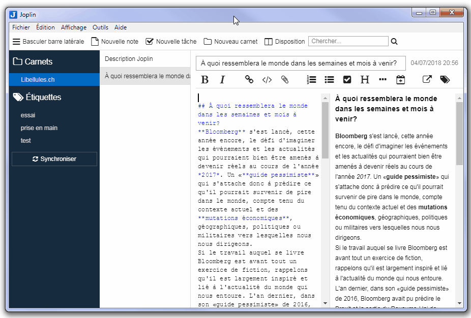 Joplin - prise de notes open source synchronisable