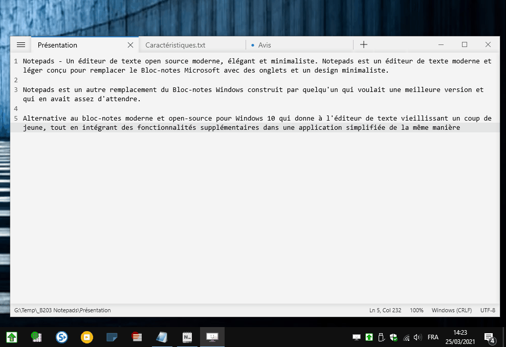 Notepads - éditeur de texte moderne, élégant pour Windows 10