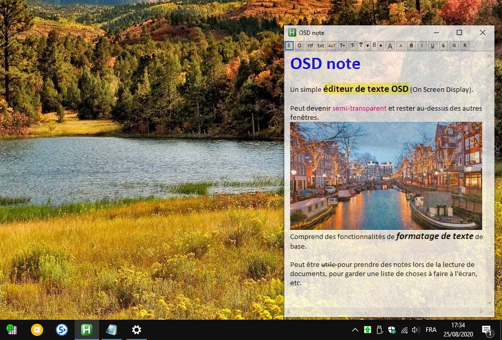 OSD note - simple éditeur de texte OSD (On Screen Display)