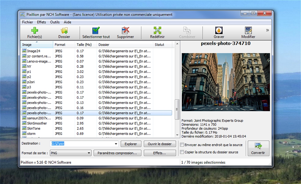 Pixillion - Convertisseur d'images par lots