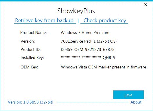 ShowKeyPlus - voir, sauvegarder, vérifier vos clés Windows