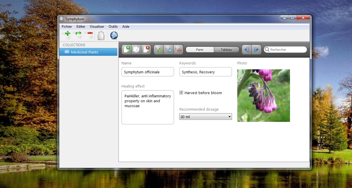 Symphytum - base de données personnelle conviviale