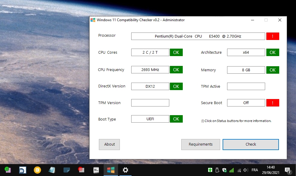 Windows 11 Compatibility Checker  /> test de compatibilité W11