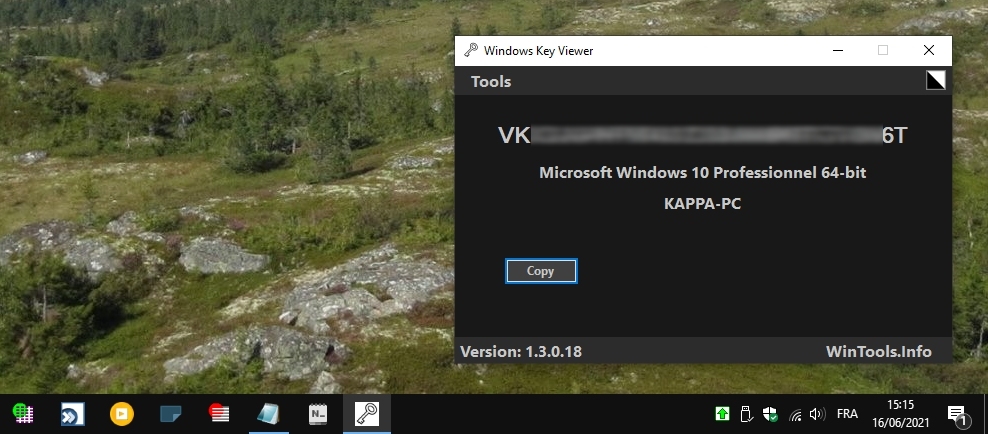Windows Key Viewer - afficher/copier la clé de Windows