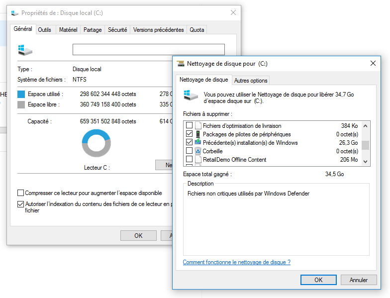 Windows 10 - Comment gagner de l'espace disque (4)